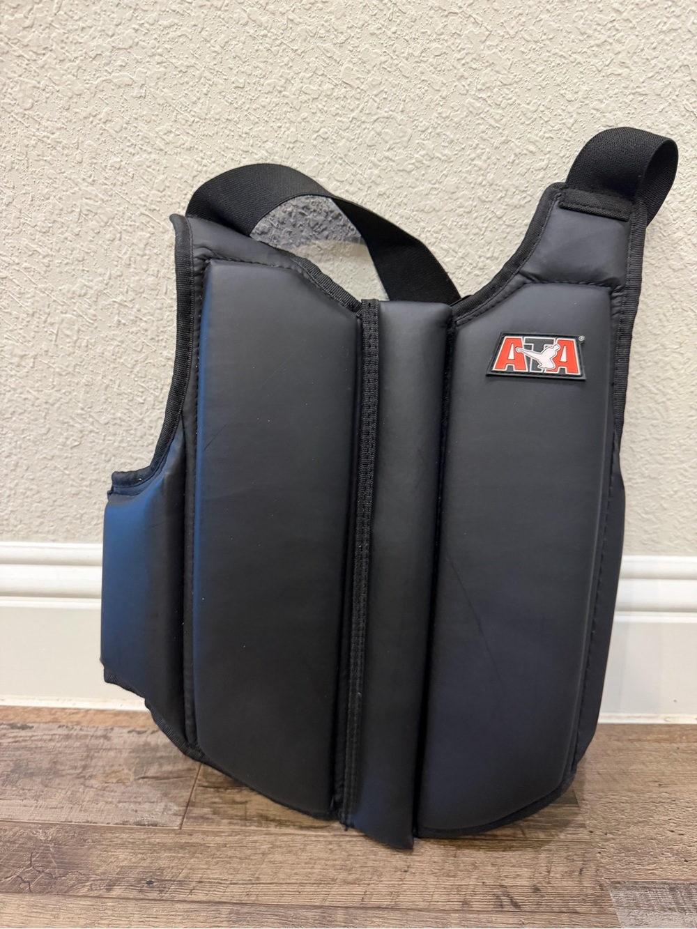 ATA Black Martial Arts/Boxing Protective Chest Guard Vest w/ Shoulder Straps CL